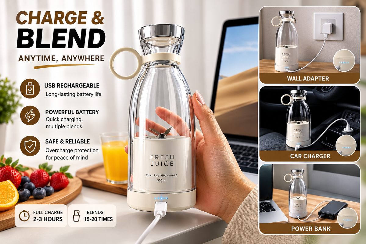 Portable Mini Blender – 350ml Rechargeable Smoothie Maker