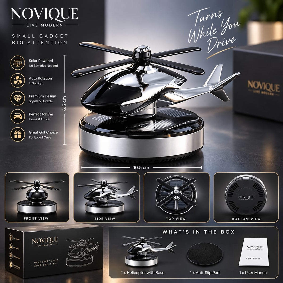 Magnetic Flying Helicopter™ – Levitating Car Dashboard Gadget
